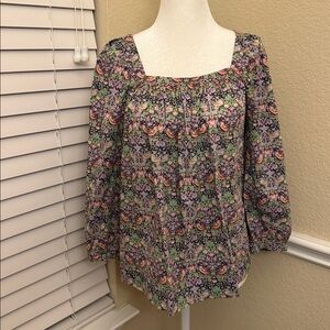 J. Crew Liberty of London Strawberry Thief Top Women's Small